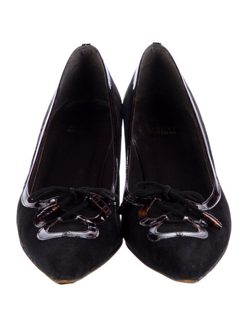 Stuart Weitzman Suede Leather Trim Embellishment Pumps