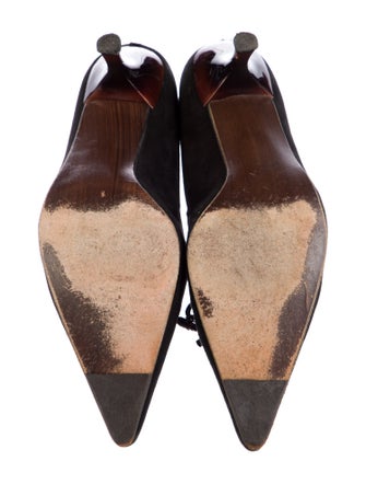 Stuart Weitzman Suede Leather Trim Embellishment Pumps
