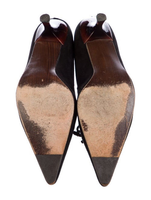 Stuart Weitzman Suede Leather Trim Embellishment Pumps