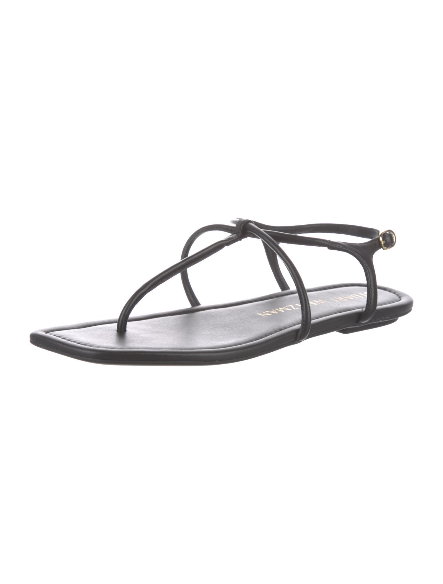 Stuart Weitzman Leather T-Strap Sandals