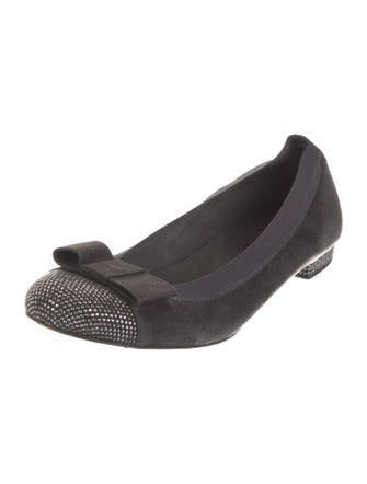 Stuart Weitzman Suede Bow Accents Ballet Flats