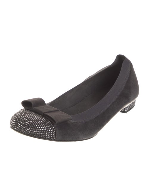 Stuart Weitzman Suede Bow Accents Ballet Flats