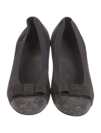 Stuart Weitzman Suede Bow Accents Ballet Flats