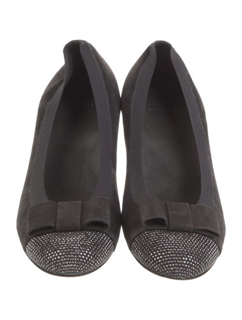 Stuart Weitzman Suede Bow Accents Ballet Flats