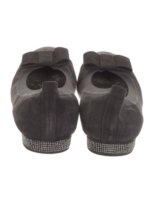 Stuart Weitzman Suede Bow Accents Ballet Flats
