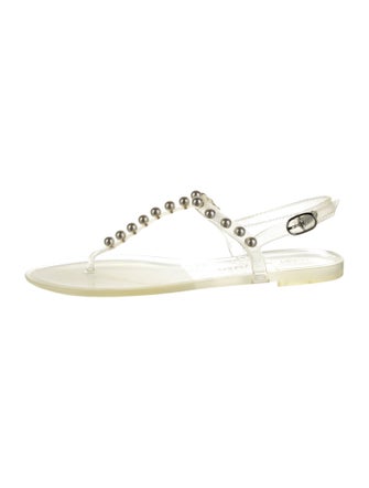 Stuart Weitzman Beaded Accents T-Strap Sandals