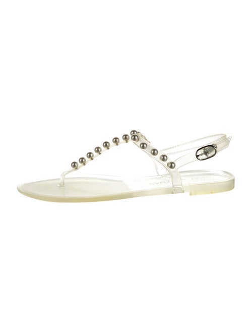 Stuart Weitzman Beaded Accents T-Strap Sandals