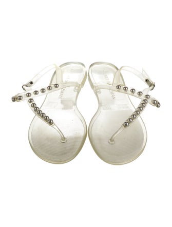 Stuart Weitzman Beaded Accents T-Strap Sandals