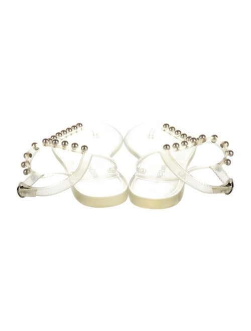 Stuart Weitzman Beaded Accents T-Strap Sandals