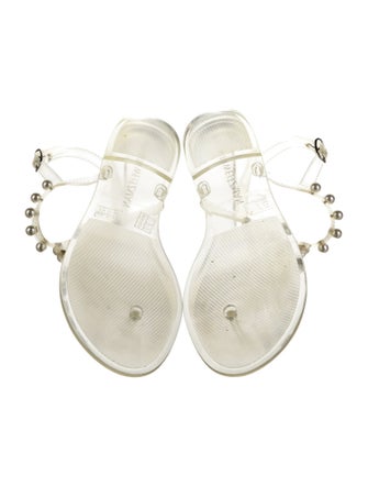 Stuart Weitzman Beaded Accents T-Strap Sandals