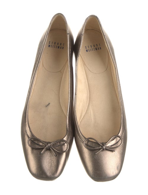 Stuart Weitzman Leather Bow Accents Ballet Flats