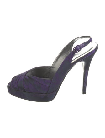 Stuart Weitzman Satin Pleated Accents Slingback Pumps