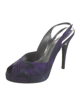 Stuart Weitzman Satin Pleated Accents Slingback Pumps