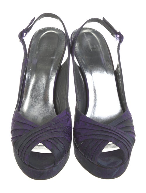 Stuart Weitzman Satin Pleated Accents Slingback Pumps