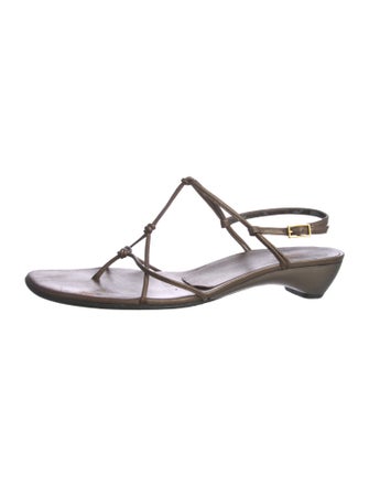 Stuart Weitzman Leather T-Strap Sandals