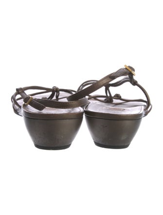 Stuart Weitzman Leather T-Strap Sandals