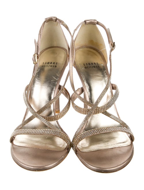Stuart Weitzman Leather Crystal Embellishments Sandals