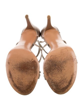 Stuart Weitzman Leather Crystal Embellishments Sandals