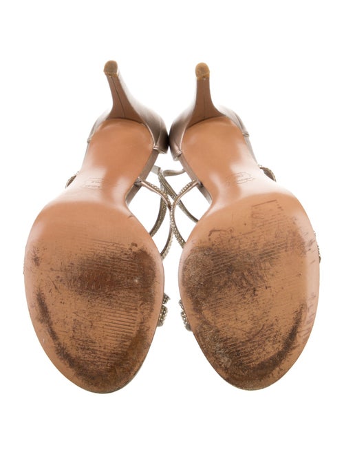 Stuart Weitzman Leather Crystal Embellishments Sandals