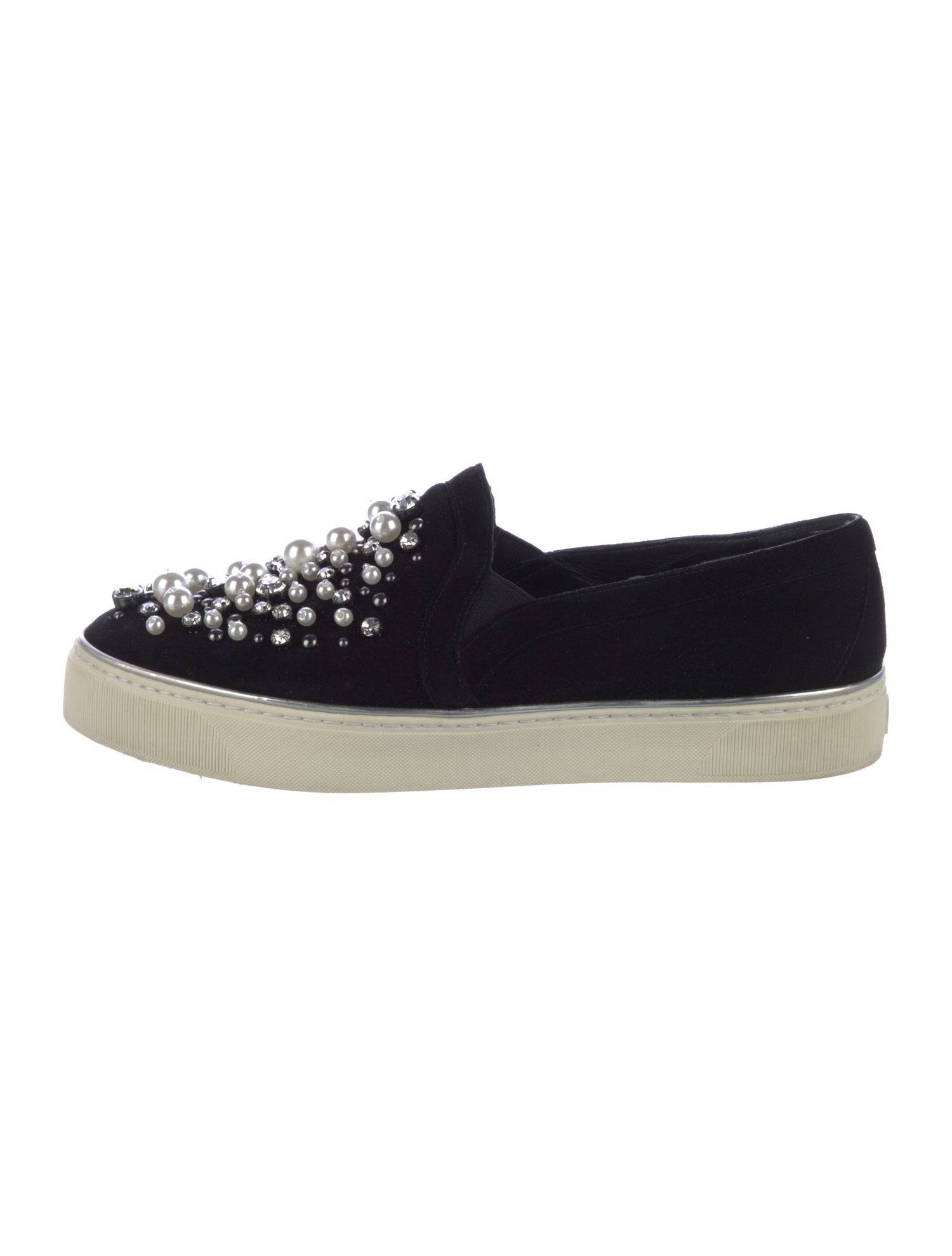 Stuart Weitzman Suede Crystal Embellishments Sneakers