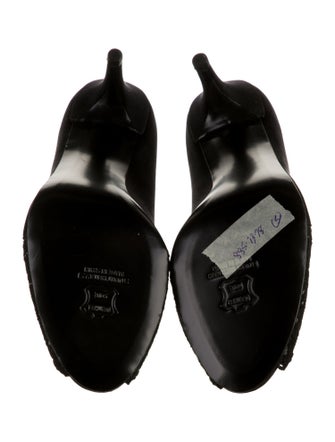 Stuart Weitzman Satin Lace Pattern Pumps