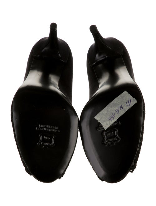 Stuart Weitzman Satin Lace Pattern Pumps