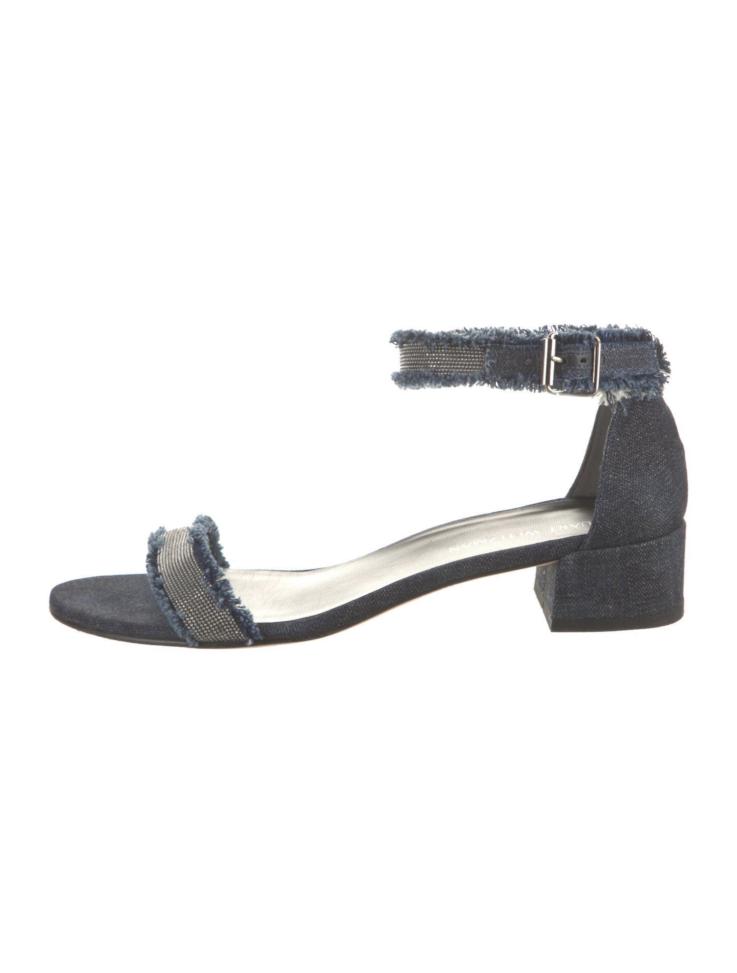Stuart Weitzman Denim Studded Accents Sandals