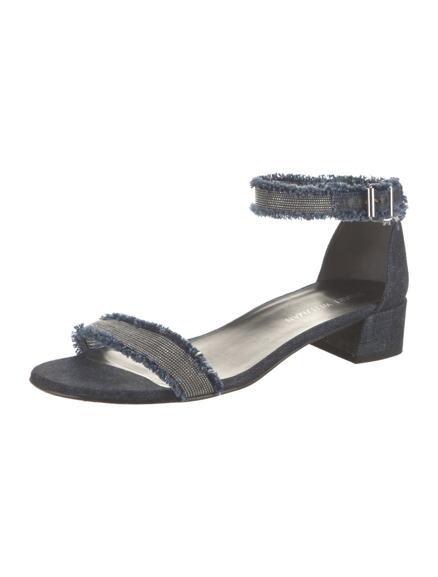 Stuart Weitzman Denim Studded Accents Sandals