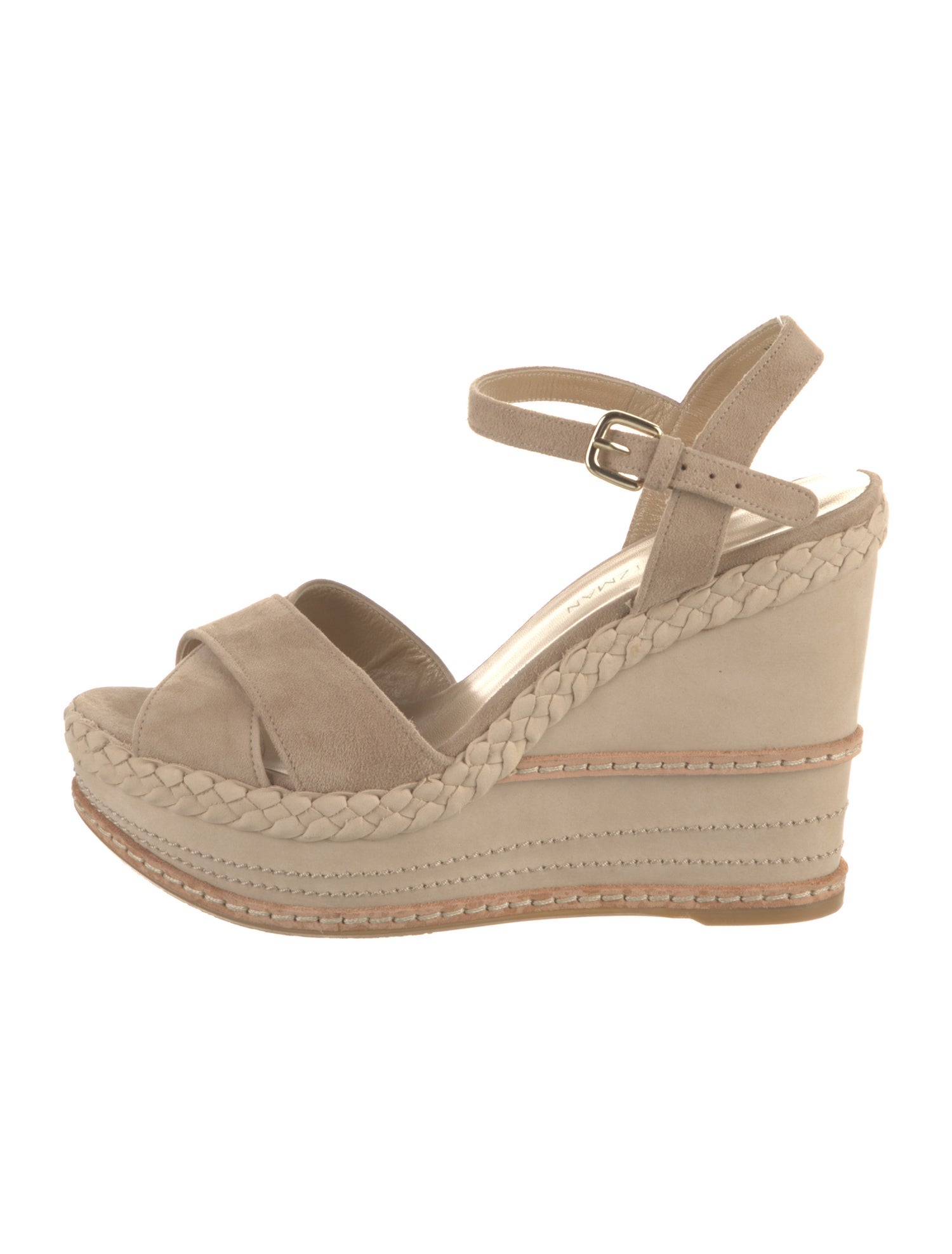 Stuart Weitzman Suede Braided Accents Espadrilles
