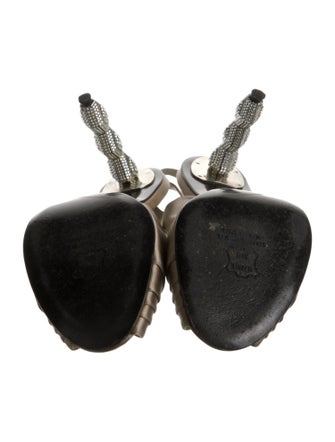 Stuart Weitzman Satin Crystal Embellishments Slingback Pumps