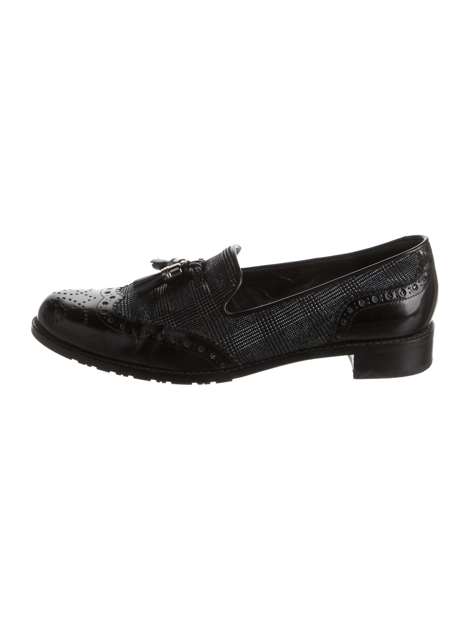 Stuart Weitzman Leather Tassel Accents Loafers