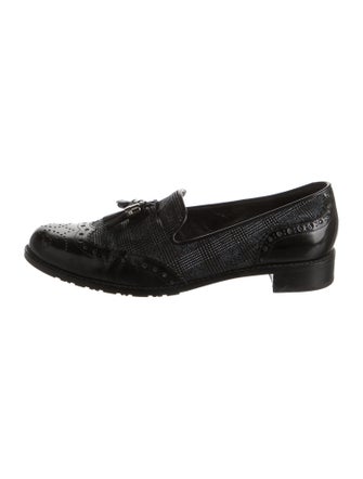 Stuart Weitzman Leather Tassel Accents Loafers