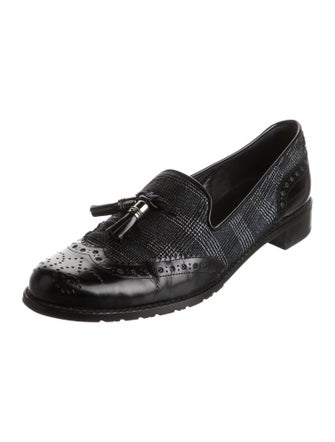 Stuart Weitzman Leather Tassel Accents Loafers