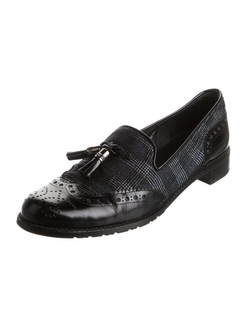 Stuart Weitzman Leather Tassel Accents Loafers