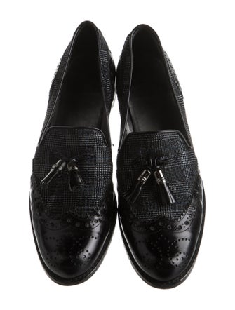 Stuart Weitzman Leather Tassel Accents Loafers