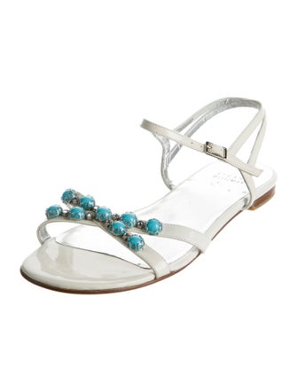 Stuart Weitzman Leather Colorblock Pattern Sandals