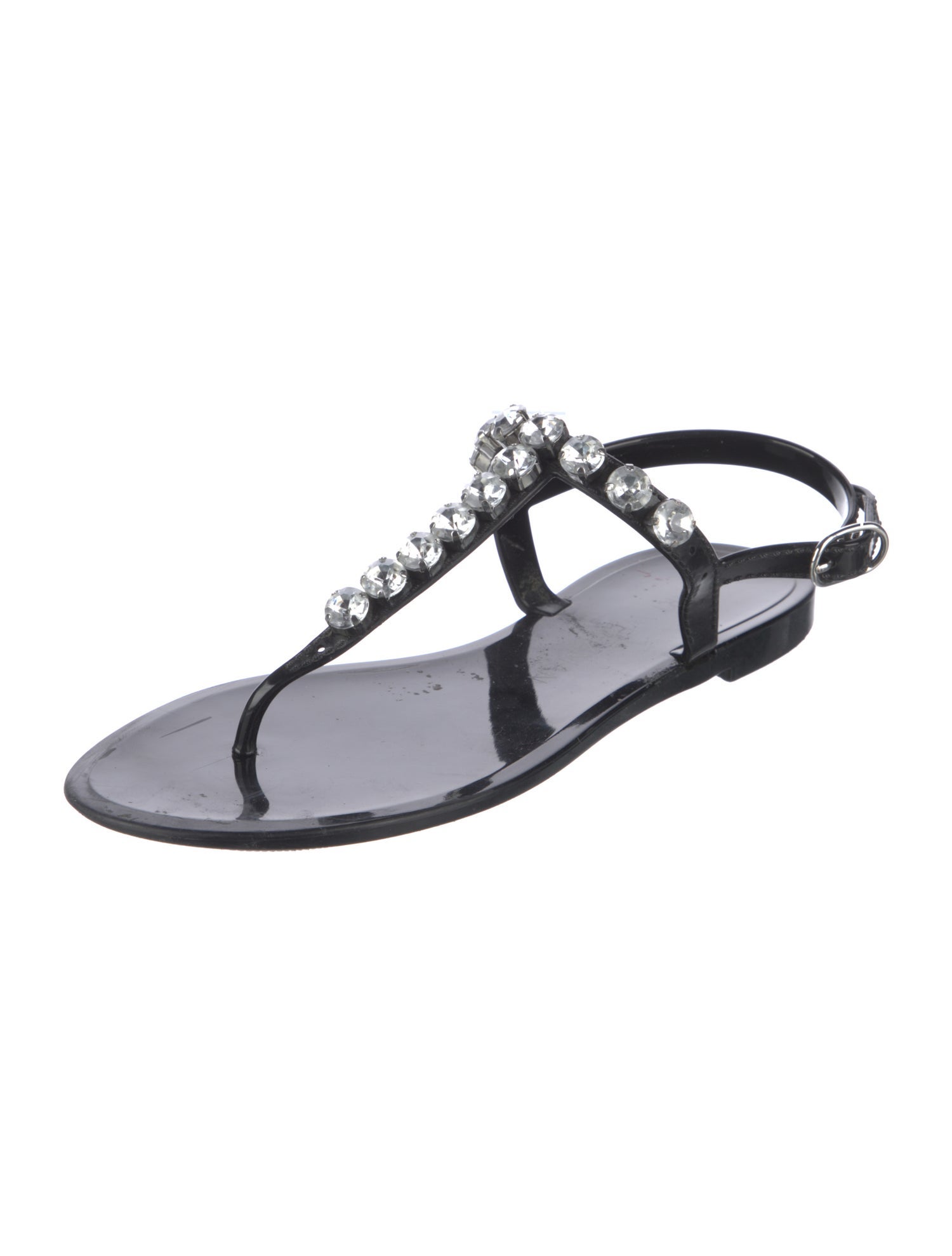 Stuart Weitzman Rubber Beaded Accents T-Strap Sandals