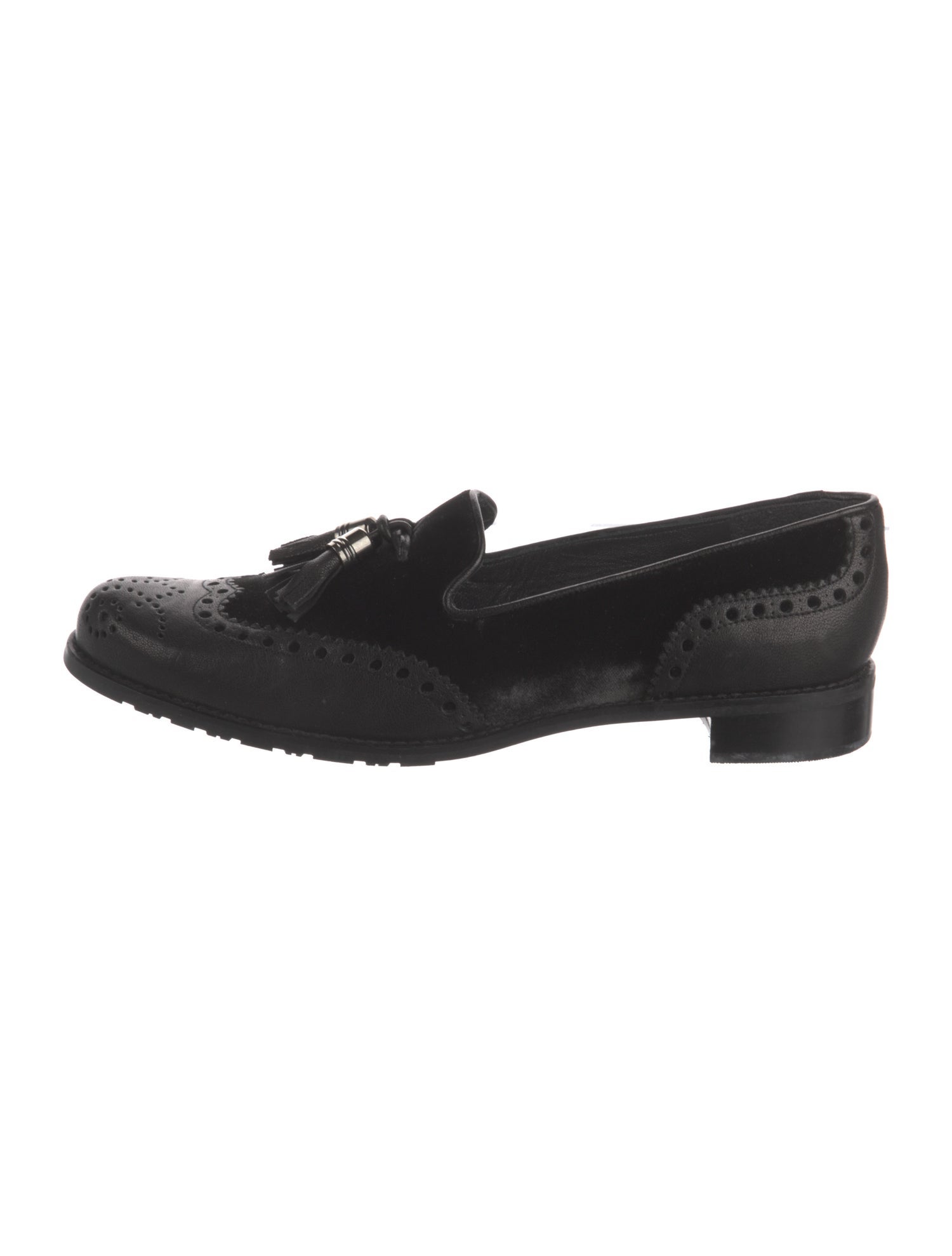 Stuart Weitzman Leather Tassel Accents Loafers