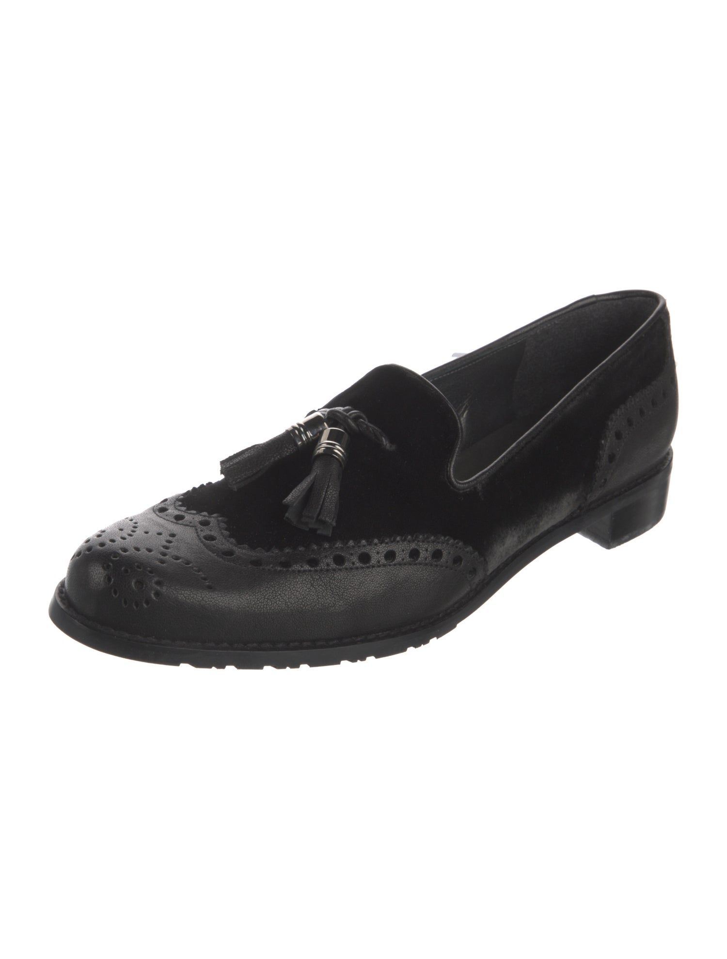 Stuart Weitzman Leather Tassel Accents Loafers
