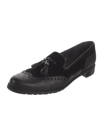 Stuart Weitzman Leather Tassel Accents Loafers