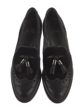 Stuart Weitzman Leather Tassel Accents Loafers