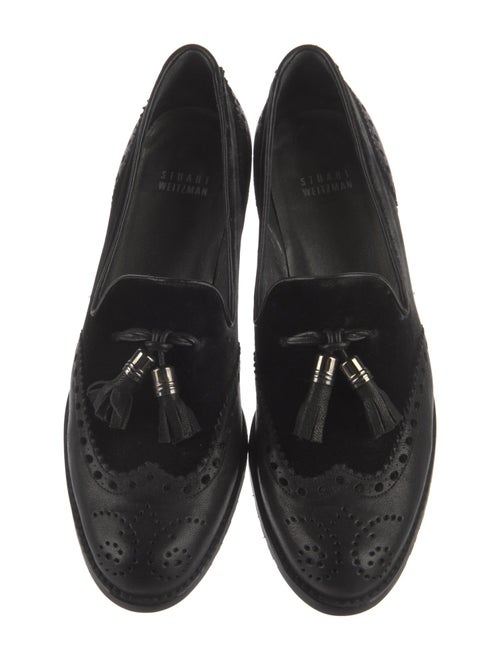 Stuart Weitzman Leather Tassel Accents Loafers