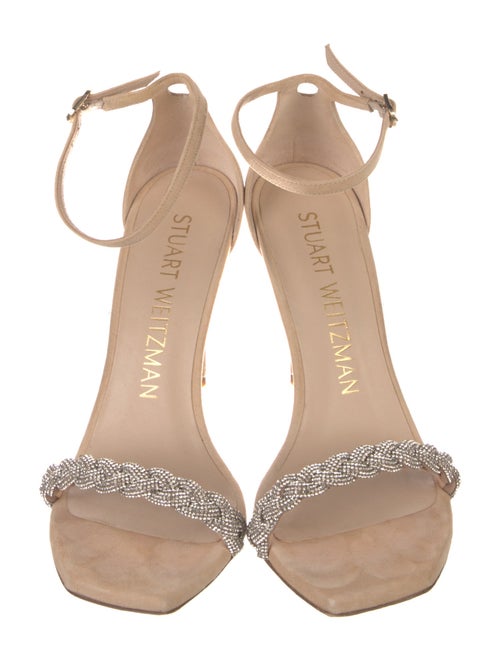 Stuart Weitzman Suede Crystal Embellishments Sandals
