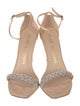 Stuart Weitzman Suede Crystal Embellishments Sandals