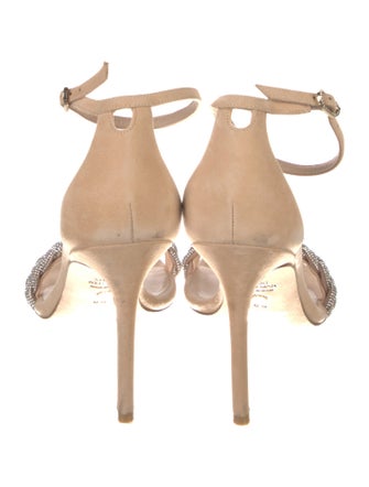 Stuart Weitzman Suede Crystal Embellishments Sandals