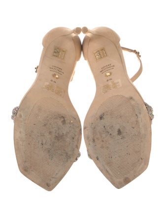 Stuart Weitzman Suede Crystal Embellishments Sandals
