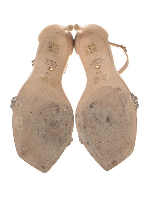 Stuart Weitzman Suede Crystal Embellishments Sandals
