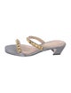 Stuart Weitzman Satin Studded Accents Slides