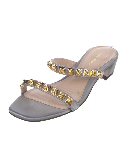 Stuart Weitzman Satin Studded Accents Slides