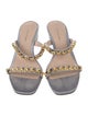 Stuart Weitzman Satin Studded Accents Slides